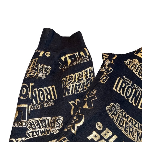 Marvel Men’s Joggers Black Gold Size Small Drawstring Waist Cidd Ankle - Picture 4 of 5
